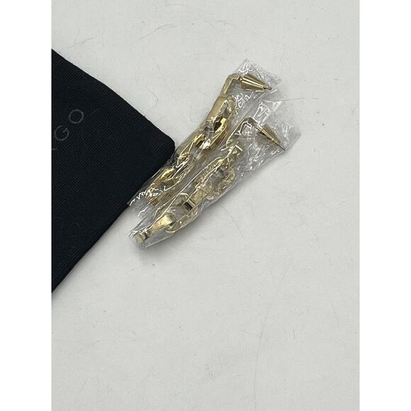 Eddie Borgo 12K Gold Plated Chain Supra Link Highly Polish Dangle Earrings New - Picture 7 of 9